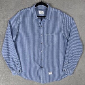 Aviator Colby Kane Long Sleeve Button Up‎ Shirt Men's XL Blue White Stripe USA